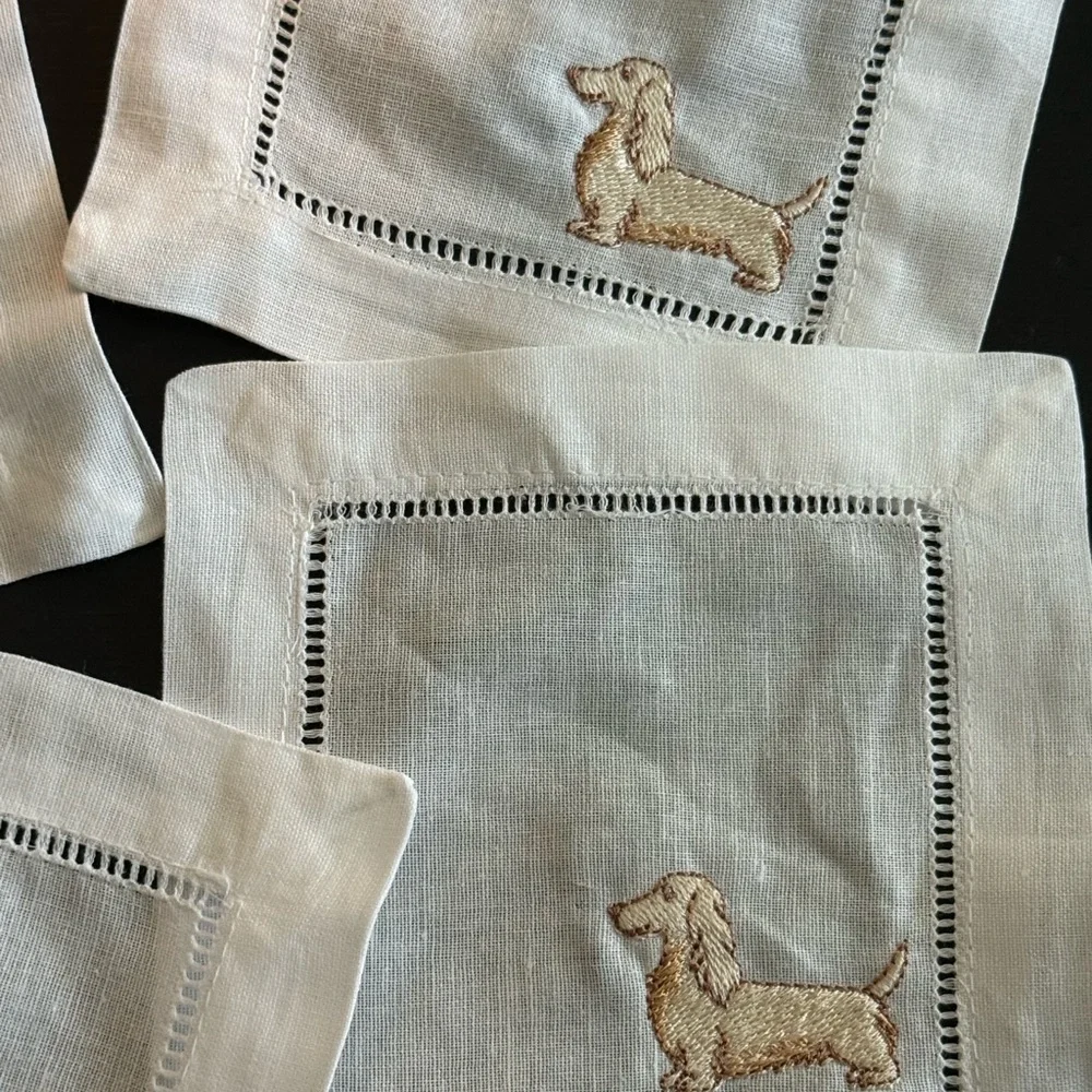 Embroidered Dachshund Cocktail Napkins